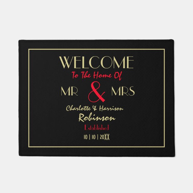 Paillasson Nouveaux mariés M. et Mme Cadeau Mariage personnal (Devant)