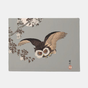Paillasson Nuit Japonaise Chouette Lune Bois Coupe Flying Nig