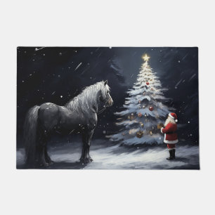 Paillasson Nuit silencieuse - Beau cheval et Noël Père Noël