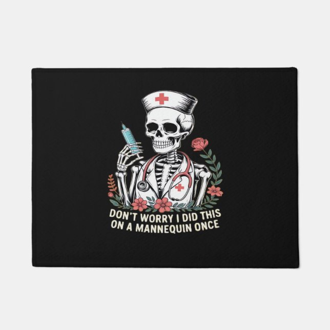 Paillasson Nurse Skeleton Plaisanterie Humour Halloween Essen (Devant)