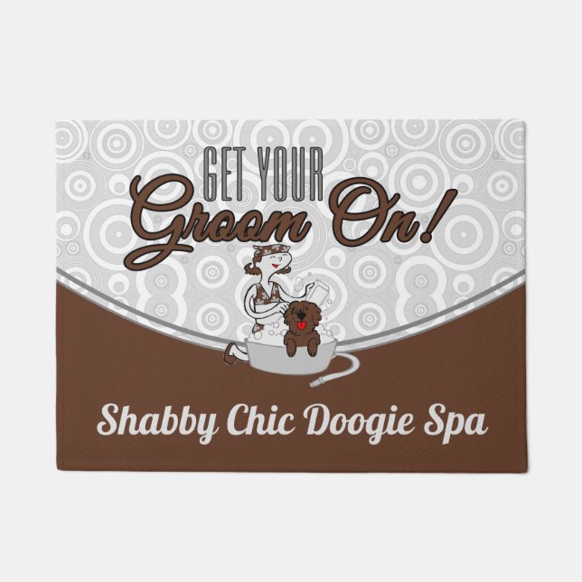 Paillasson Obtenez votre groom sur Business Brown Groomer's W (Devant)