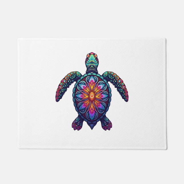 Paillasson Océan Animal Tie Dye Tribal Mer Animal Maori Turtl (Devant)