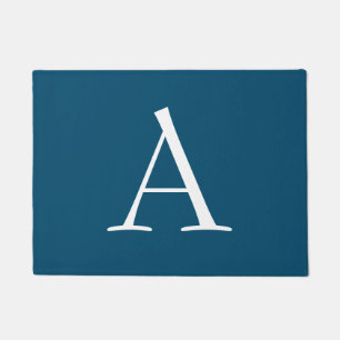 Paillasson Océan Bleu Plaine Élégant Monogramme moderne Initi