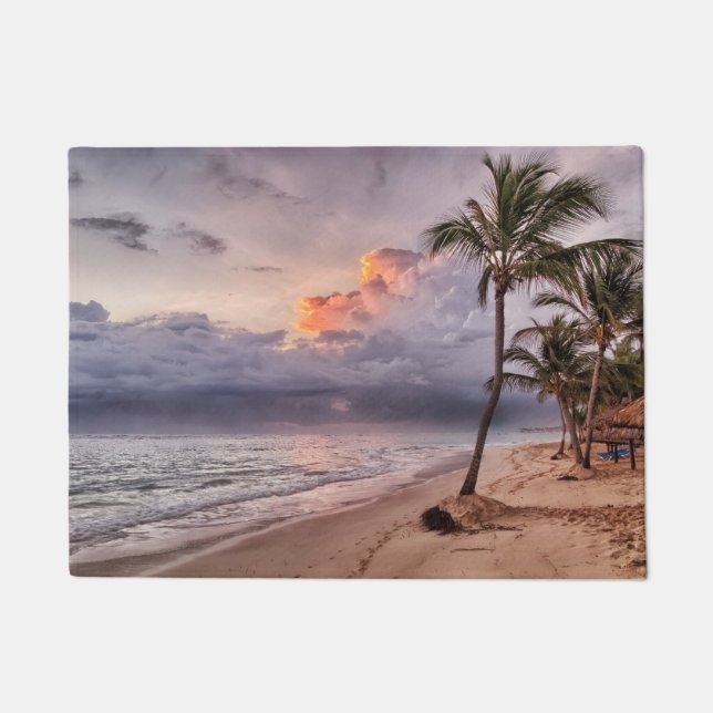Paillasson Ocean Waves Sandy Beach Sunset (Devant)