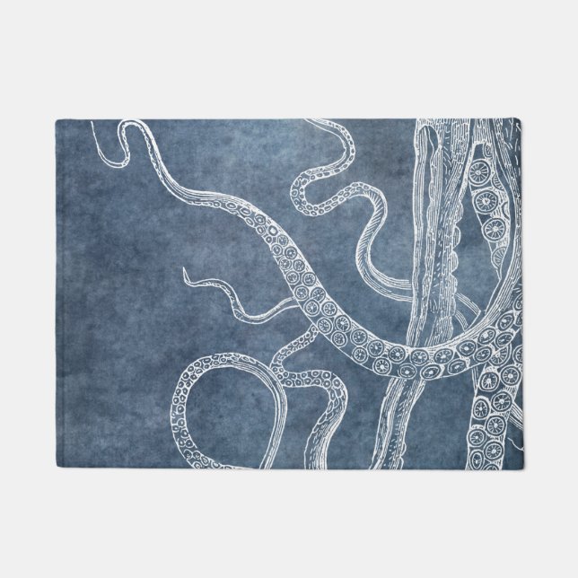 Paillasson Octopus - Bleu Twilight - Aquarelle Denim (Devant)