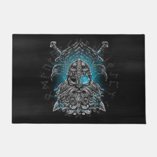 Paillasson Odin Corbeaux et Épées Œil Lumineux Bleu dieu nord
