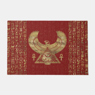 Paillasson Oeil d'or de Horus - de Wadjet sur le cuir rouge