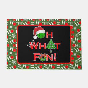 Paillasson Oh What Fun Christmas Pickleball Green & Red Snow