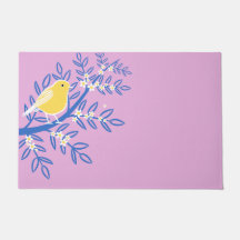 Oiseau jaune illustré sur un Arrière - plan rose