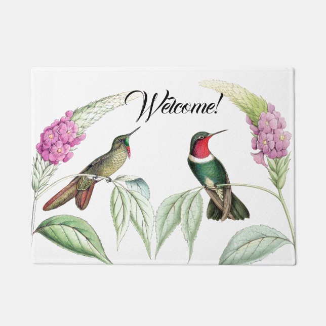 Paillasson Oiseaux de colibri Fleurs Faune Accueil Porte d'ac (Devant)