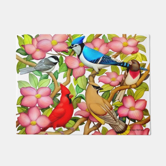 Paillasson Oiseaux sauvages colorés mat d'art (Devant)