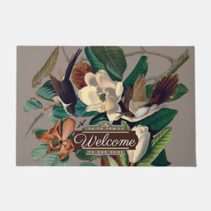 Paillasson Oiseaux vintages avec Magnolia Porte Mat personnal