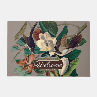 Paillasson Oiseaux vintages avec Magnolia Porte Mat personnal