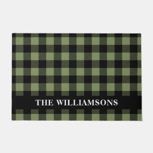 Paillasson Olive Green Black Buffalo Check Plaid Personnalisé