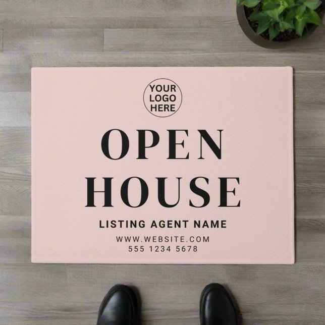 Paillasson Open House l Immobilier Blush Pink Bienvenue (Créateur téléchargé)