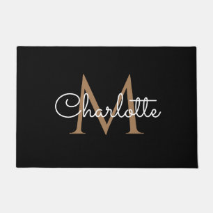 Paillasson Or Monogramme Élégant Script Féminin