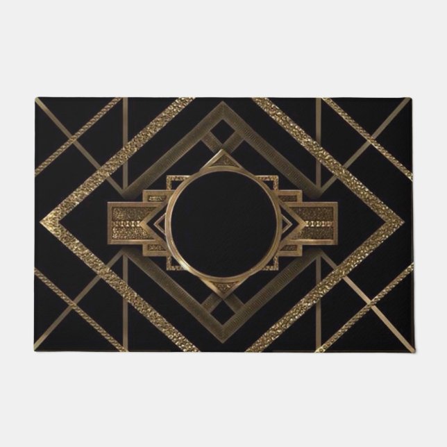 Paillasson or, noir, art déco, métallique, motif, cru, chi (Devant)