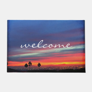 Paillasson Orange Blue Clouds Sunset Paysage Photo Bienvenue