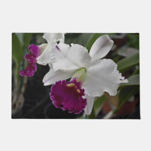 Paillasson Orchidée de pornatte blanc pourpre