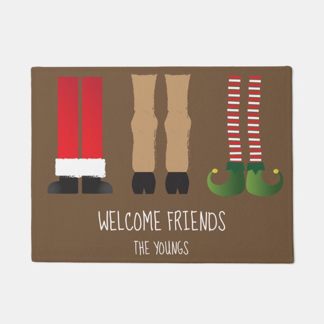 Paillasson orienté de Noël avec des caractères (Devant)