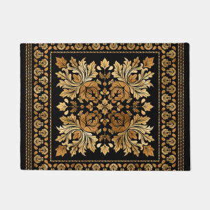 Paillasson Ornement Damas Vintage oriental - Noir et or