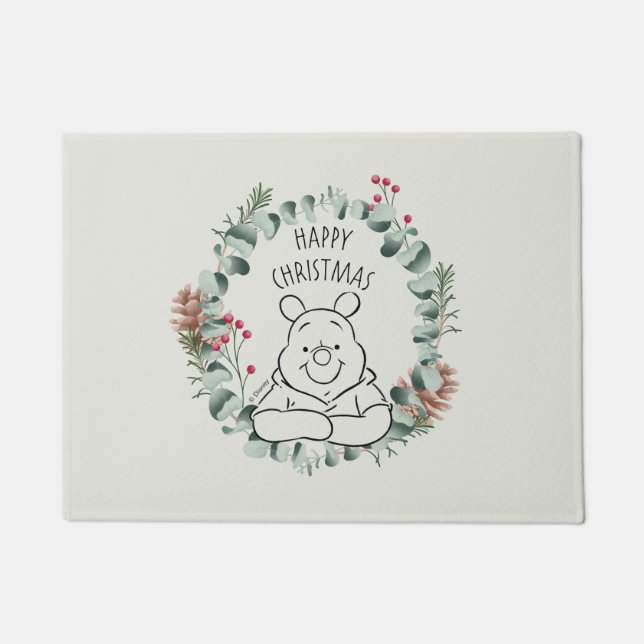 Paillasson Ourson| Bonne couronne de Noël (Devant)