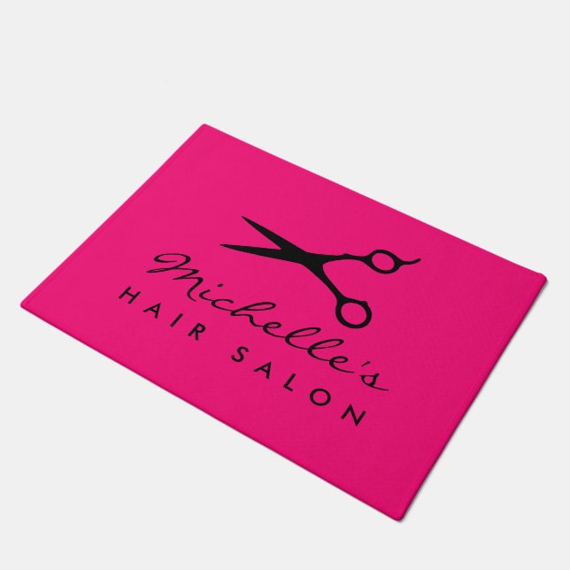 Paillasson Paillette de salon de coiffure rose avec ciseaux d (Incliné)