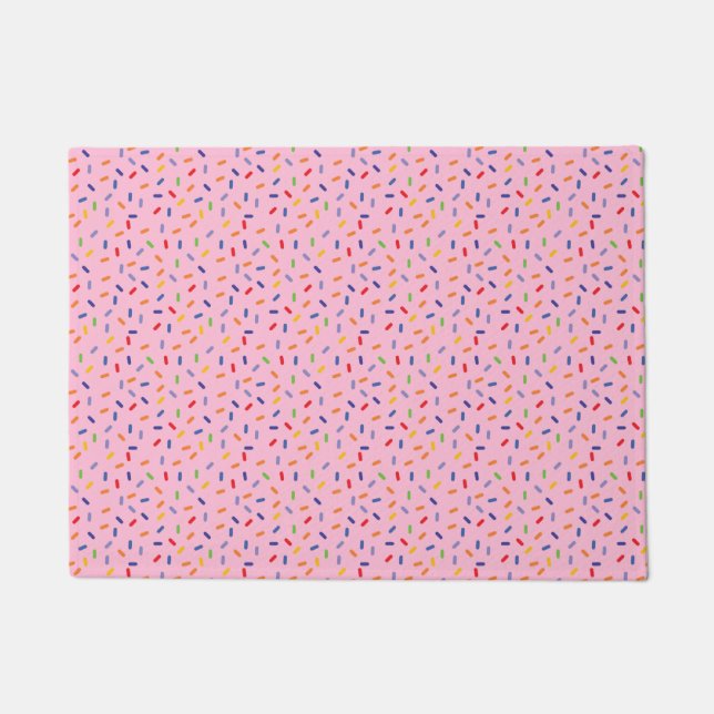 Paillasson Paillettes Arc-en-Ciel Confettis Rose Clair (Devant)