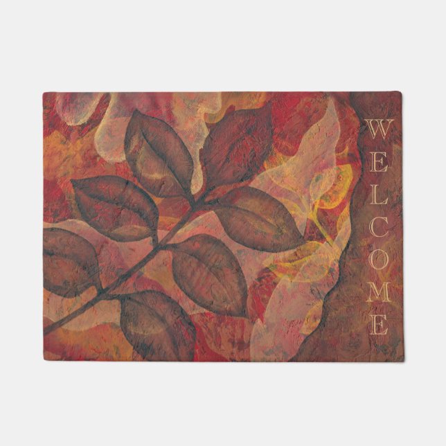 Paillasson Painted Leaf Automne Welcome Doormat (Devant)