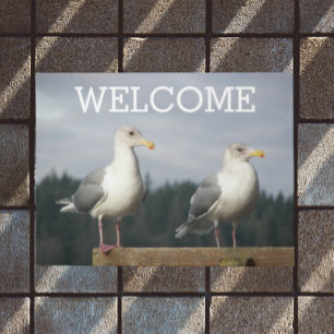 Paillasson Paire de Posing Seagulls Photo Welcome