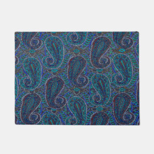 Paillasson Paisley Blue Indian Boho Motif