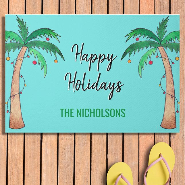 Paillasson Palmiers Joyeuses Vacances Personnalisées (Créateur téléchargé)