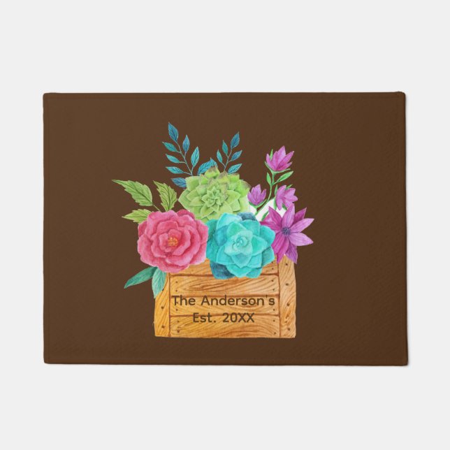 Paillasson Panier de fleurs personnalisé en cadeau pour eux (Devant)