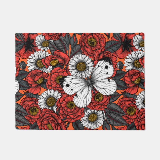 Paillasson Papillon blanc et rose (Devant)