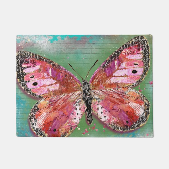 Paillasson Papillon rose de passion (Devant)