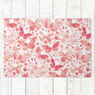 Paillasson Papillons Aquarelle Corail rose