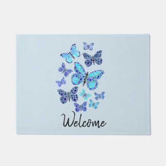Paillasson Papillons bleus en points