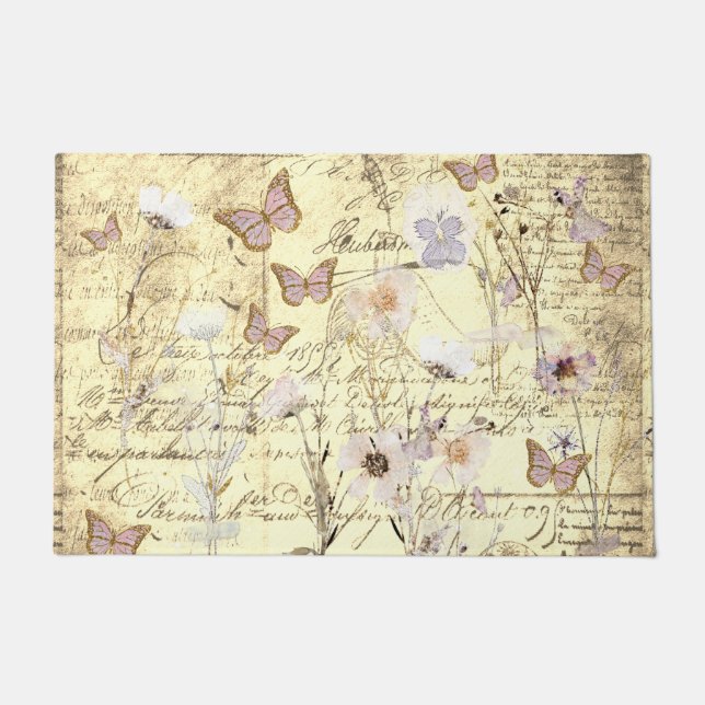 Paillasson papillons fleur sauvage séchés (Devant)