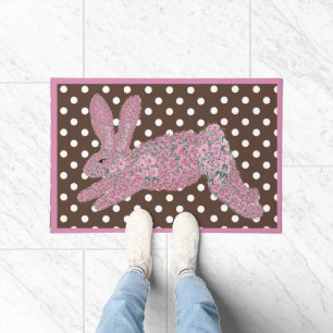 Paillasson Pâques Roses roses Bunny Lapin Matt de Porte