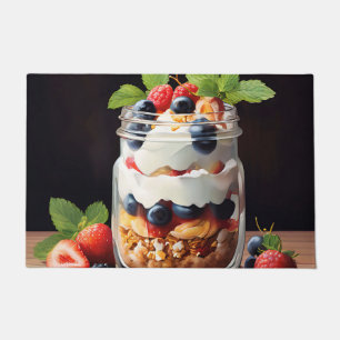 Paillasson Parfait aux fruits rouges dans un pot en verre