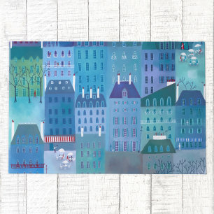 Paillasson Paris bleu