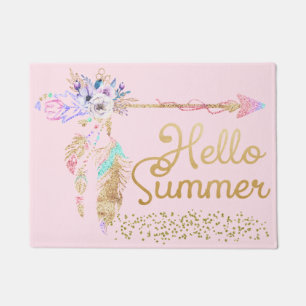 Paillasson Parties scintillant en or rose pâle Boho Feo Bonj