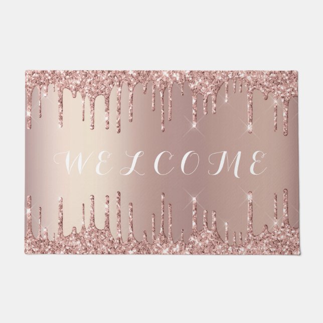 Paillasson Parties scintillant rose Gold Blush - Bienvenue (Devant)