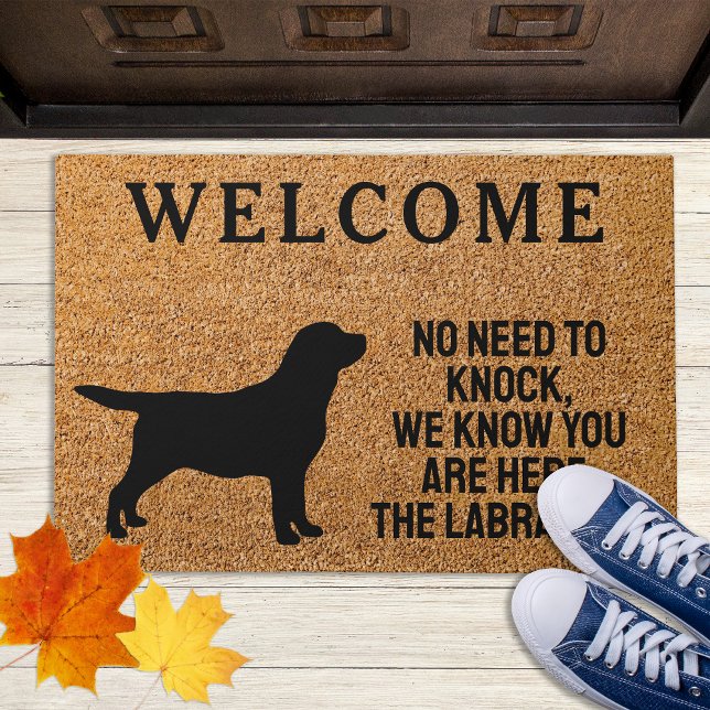 Paillasson Pas besoin de frapper - Black Labrador - Drôle chi (Créateur téléchargé)