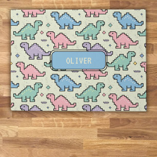 Paillasson Pastel Arcade Dinosaur Pixel Silhouettes Motif