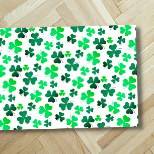 Paillasson Pastel Green Shamrock feuille de trèfle sur blanc 