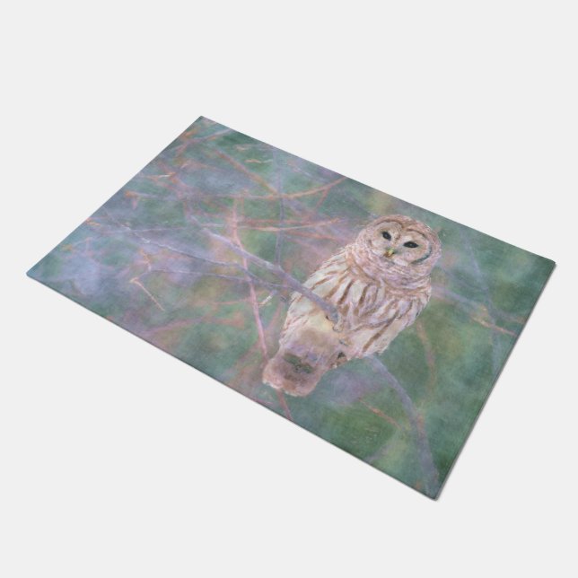 Paillasson Pastel Oilpainting de hibou barré (Incliné)