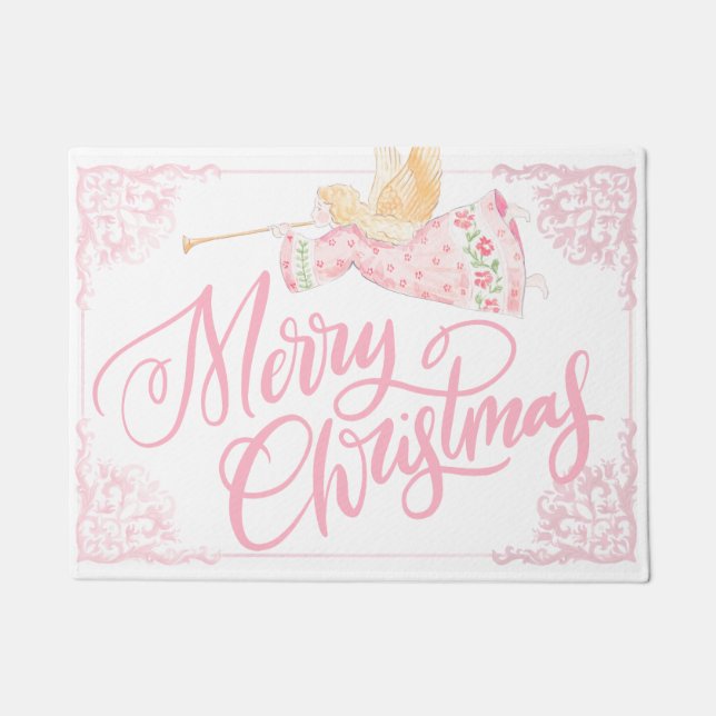 Paillasson Pastel Pink Angel Christmas (Devant)
