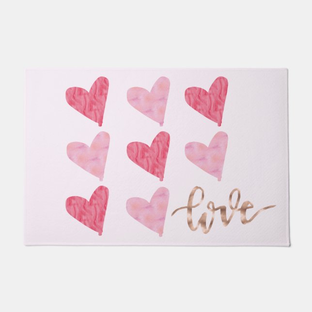 Paillasson Pâte de coeur rose or Rose (Devant)