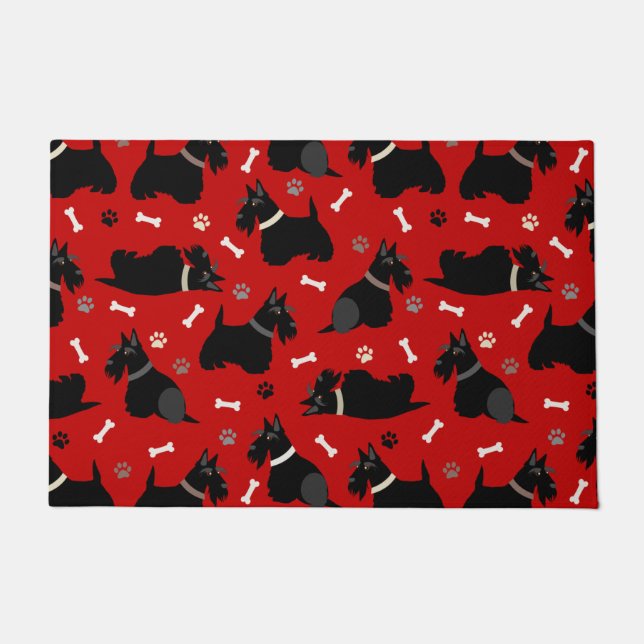 Paillasson Pâtes et os de Terrier écossais noir (Devant)